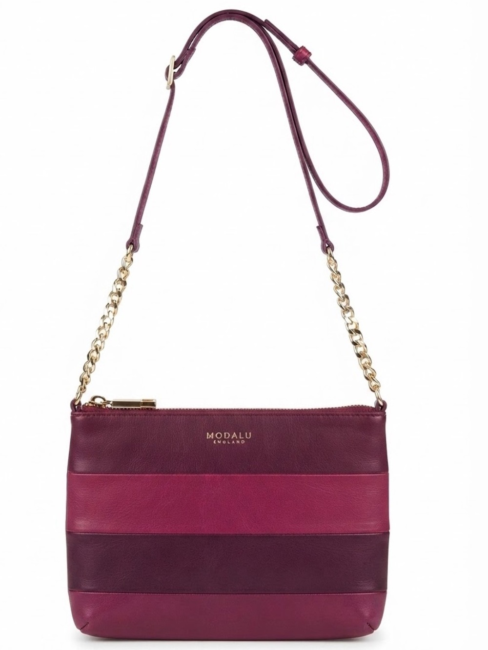 Modalu England Two-Tone Purple Leather Crossbody Bag